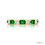 JB Star 18k Yellow Gold Emerald-Cut Emeralds and Round Diamond Band
