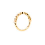 18K Yellow Gold Baguette and Round Diamond Band
