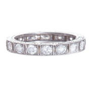 Platinum Art Deco Small Square Eternity Band with Engraving