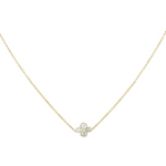 An 18k yellow gold necklace with an Anderson diamond design featuring four diamonds in a cluster