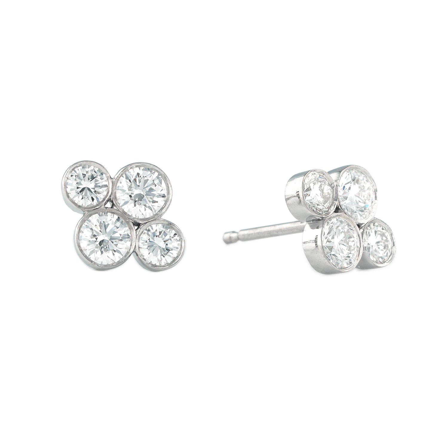 Front and side view of Anderson platinum diamond stud earrings