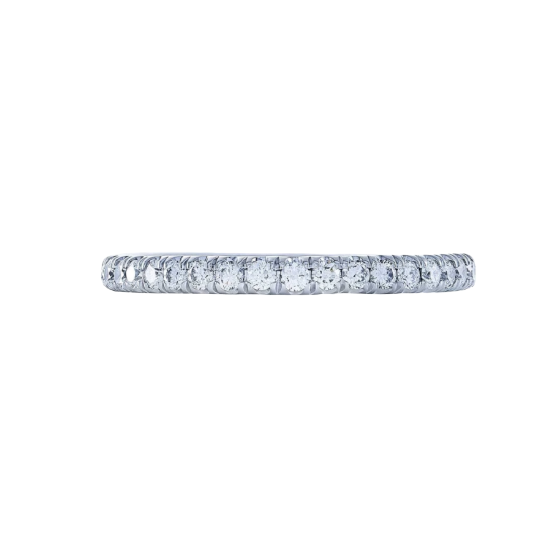 A platinum Art Deco micro pave diamond band with multiple inset diamonds.
