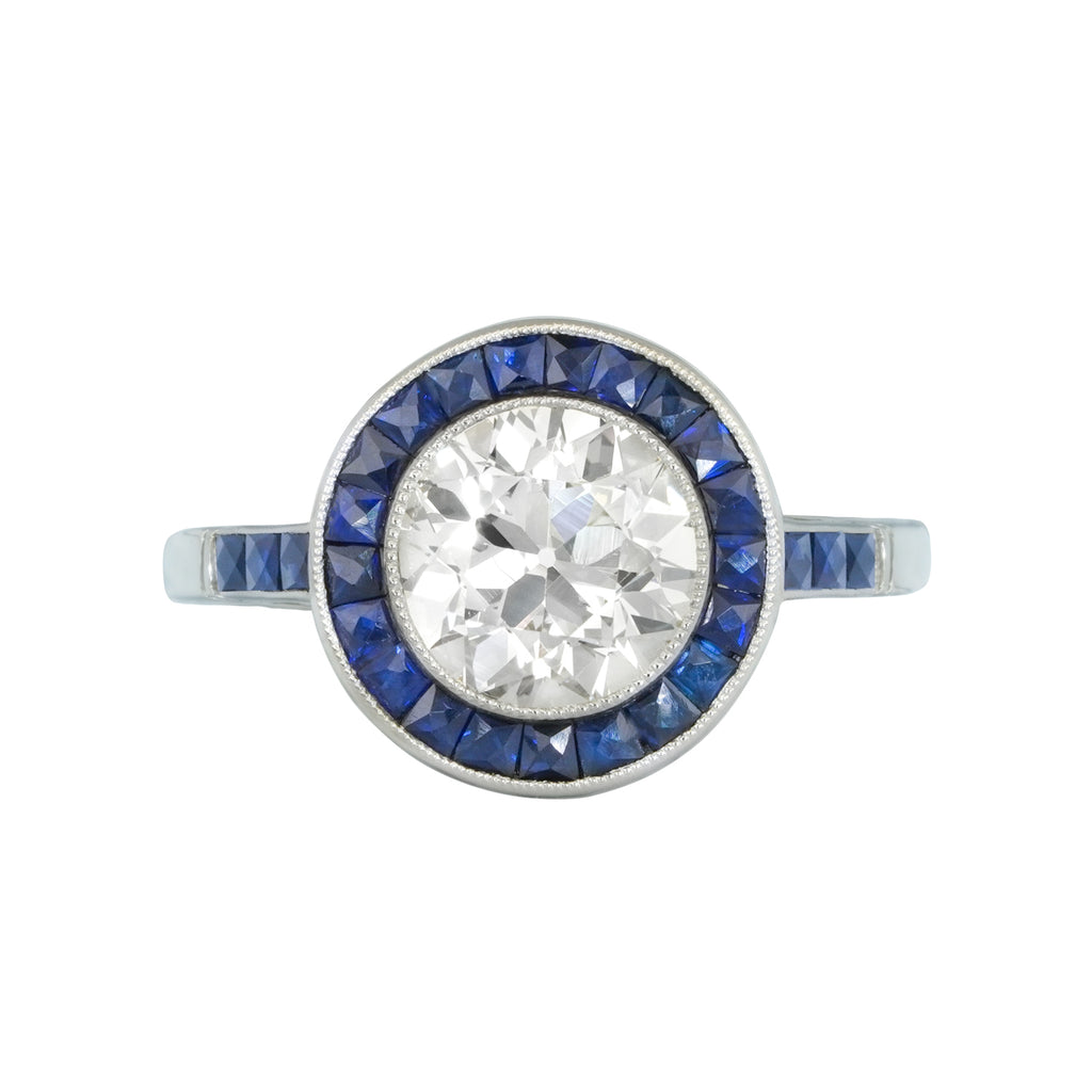 Estate Platinum Diamond and Sapphire Two Row Ring – Laura Pearce Ltd.