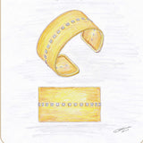 sketch of custom gold and diamond cuff bracelet