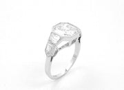 Asscher Cut Platinum and Diamond Ring