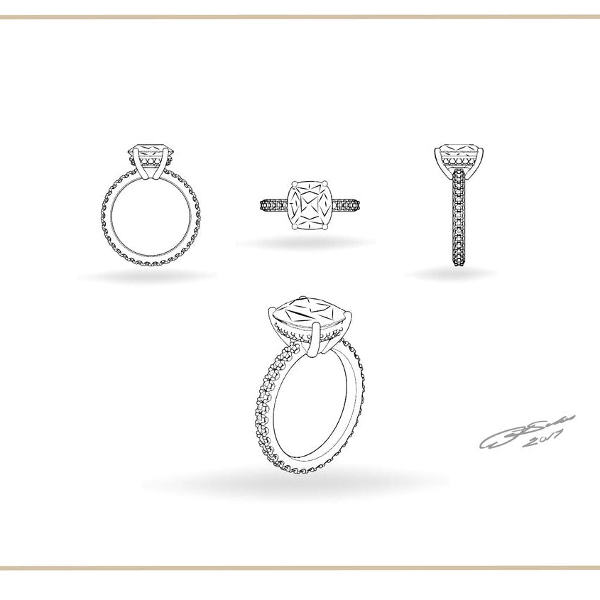 Custom engagement ring sketch