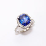 Cushion Cut Sapphire and Diamond Ring