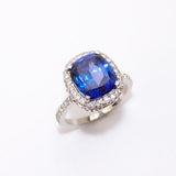 Cushion Cut Sapphire and Diamond Ring