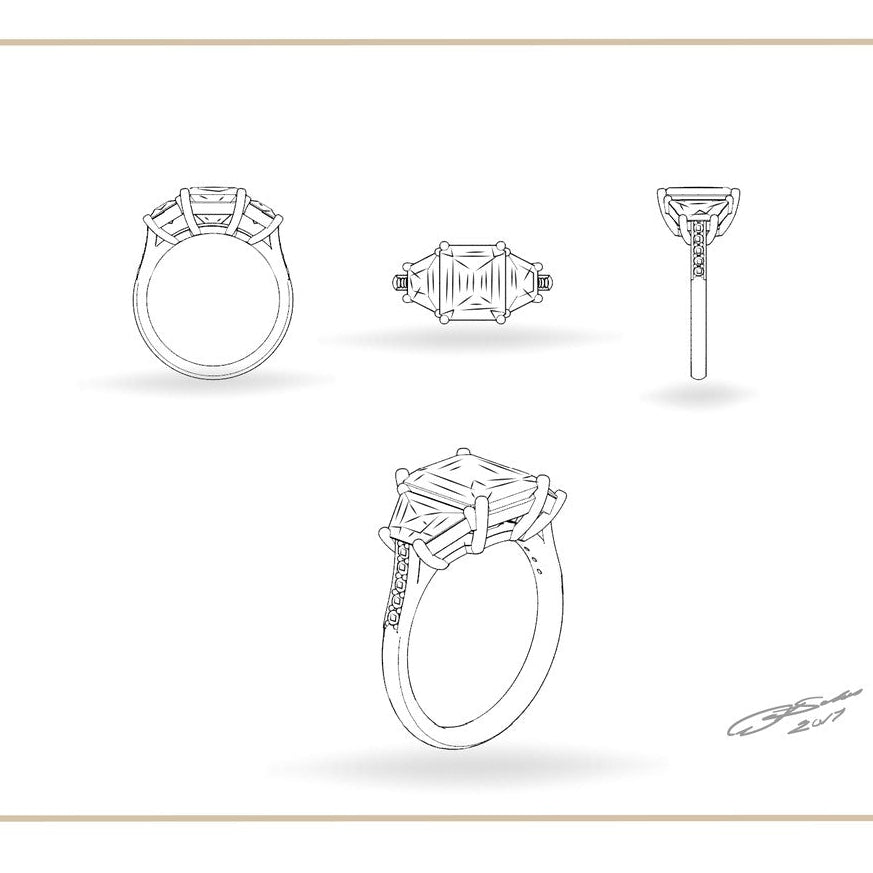 Custom Diamond Engagement Ring Sketch