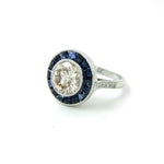 custom designed platinum diamond and sapphire ring