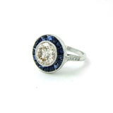 custom designed platinum diamond and sapphire ring