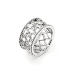 Custom platinum diamond wide band ring 