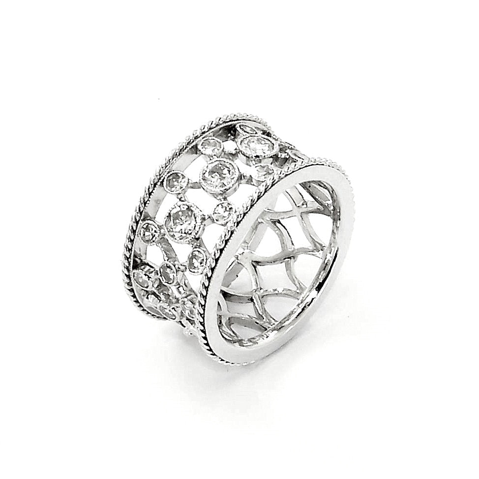 Custom platinum diamond wide band ring 