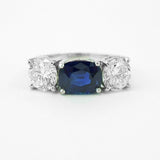 Custom designed Platinum Sapphire and Diamond Three Stone Ring