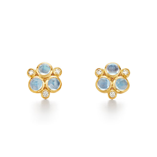 Temple St. Clair 18k Yellow Gold Blue Moonstone and Diamond Studs