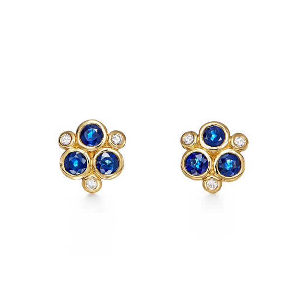 Temple St. Clair 18k Yellow Gold Diamond and Sapphire Studs