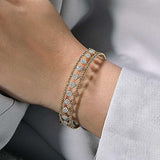 14K YG Bujukan Bead Cuff with Pave Diamonds
