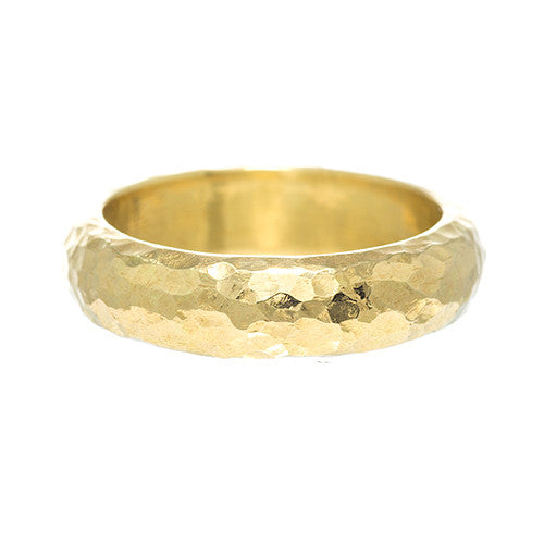 LPL Signature Collection 18 Karat Yellow Gold Hammered Band 5mm