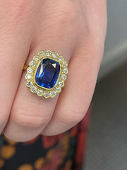Estate 18k Yellow Gold Sapphire and Diamond Ring