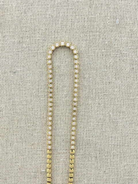 14k Yellow Gold and Diamond Tennis Necklace
