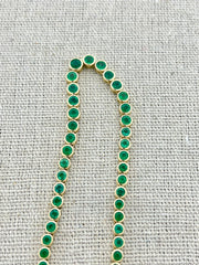 14k Yellow Gold and Emerald Bezel Set Choker Necklace