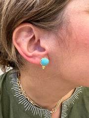 Yellow Gold and Turquoise Stud Earrings