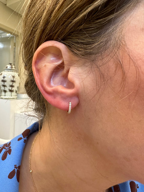14k 1/16 Carat Diamond Huggie Earrings