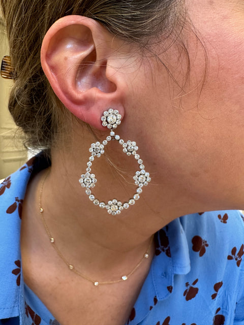 Estate 18k White Gold and Diamond Drop Earrings