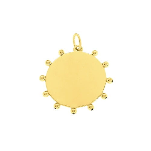 14k Yellow Gold Engravable Disc with Beads