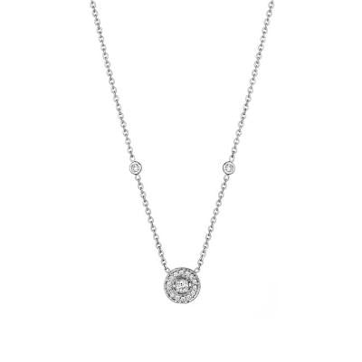 Penny Preville 18kt White Gold Medium Pave Round Necklace with Engraving