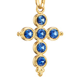Temple St. Clair 18k Yellow Gold Sapphire Cross Pendant