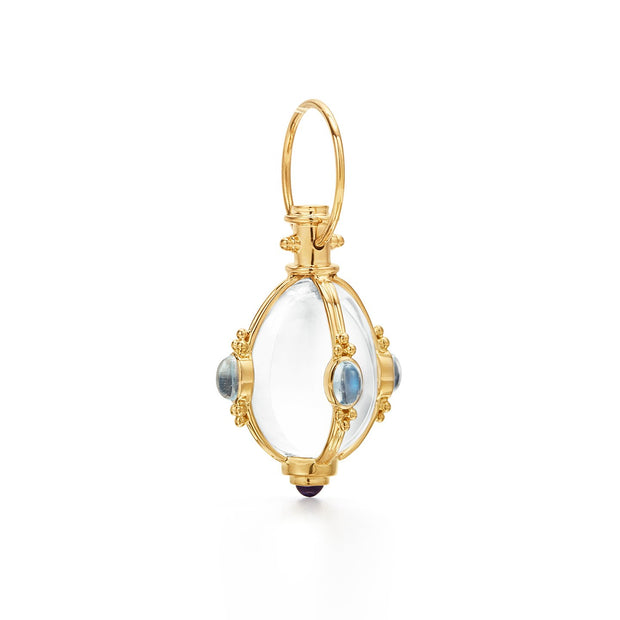 Temple St. Clair 18k Yellow Gold Royal Blue Moonstone and Tanzanite Classic Cabochon Amulet