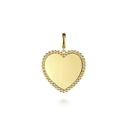 14K Yellow Gold Beaded Heart Pendant