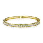 A Penny Preville 18K gold engraved diamond bangle bracelet 