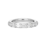 A platinum band featuring seven diamond baguettes arranged in a line.