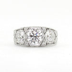 Platinum Art Deco Three Stone Round Diamond Ring