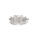 Platinum Cushion Cut Diamond Ring with Trapezoids