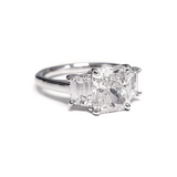 Platinum Cushion Cut Diamond Ring with Trapezoids