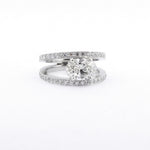 Platinum Double Band Oval Cut Diamond Ring side view