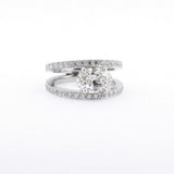 Platinum Double Band Oval Cut Diamond Ring side view
