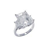 Platinum Emerald Cut Diamond Ring with Side Diamonds