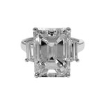 Platinum Emerald Cut Diamond Ring with Side Diamonds