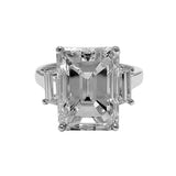 Platinum Emerald Cut Diamond Ring with Side Diamonds