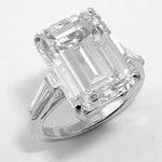 Platinum Emerald Cut Diamond Ring with Tapered Baguette Side Stones