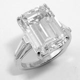 Platinum Emerald Cut Diamond Ring with Tapered Baguette Side Stones