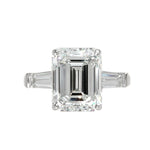 Platinum Emerald Cut Diamond Ring with Tapered Baguettes

