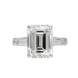 Platinum Emerald Cut Diamond Ring with Tapered Baguettes

