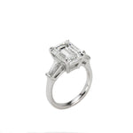 Platinum Emerald Cut Diamond Ring with Tapered Baguettes
