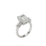 Platinum Emerald Cut Diamond Ring with Tapered Baguettes
