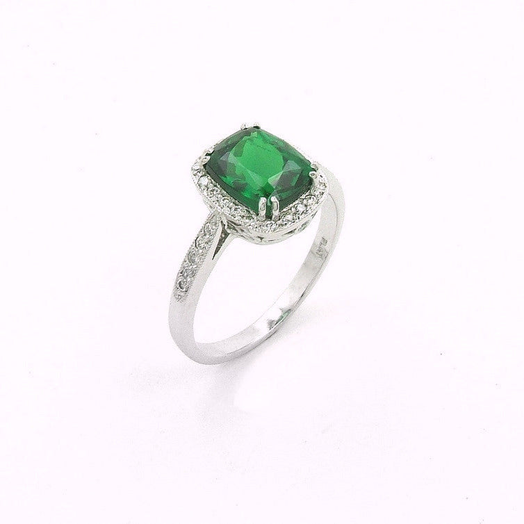 Platinum Emerald and Diamond Ring